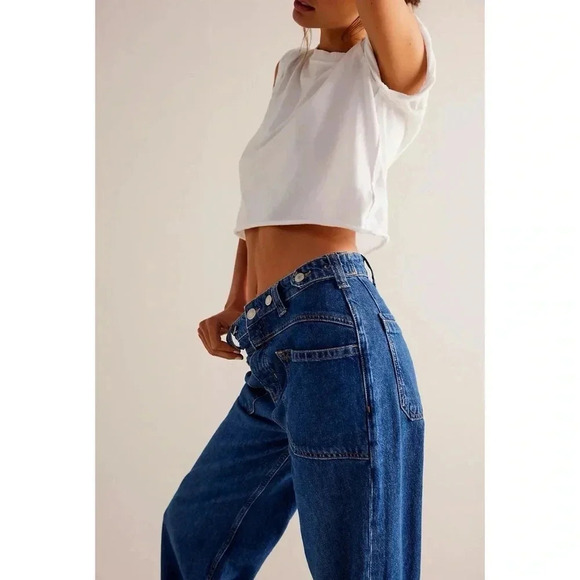 NWT Free People Palmer Cuffed Jeans Mid Rise Denim We The Free 26 - Picture 4 of 16